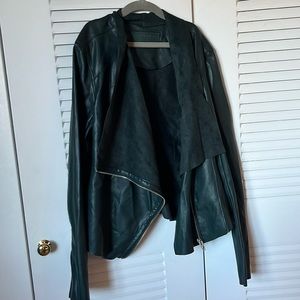 Blank NYC vegan leather jacket XS women’s teal blue green